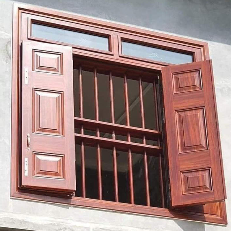 cửa sổ thép vân gỗ lim