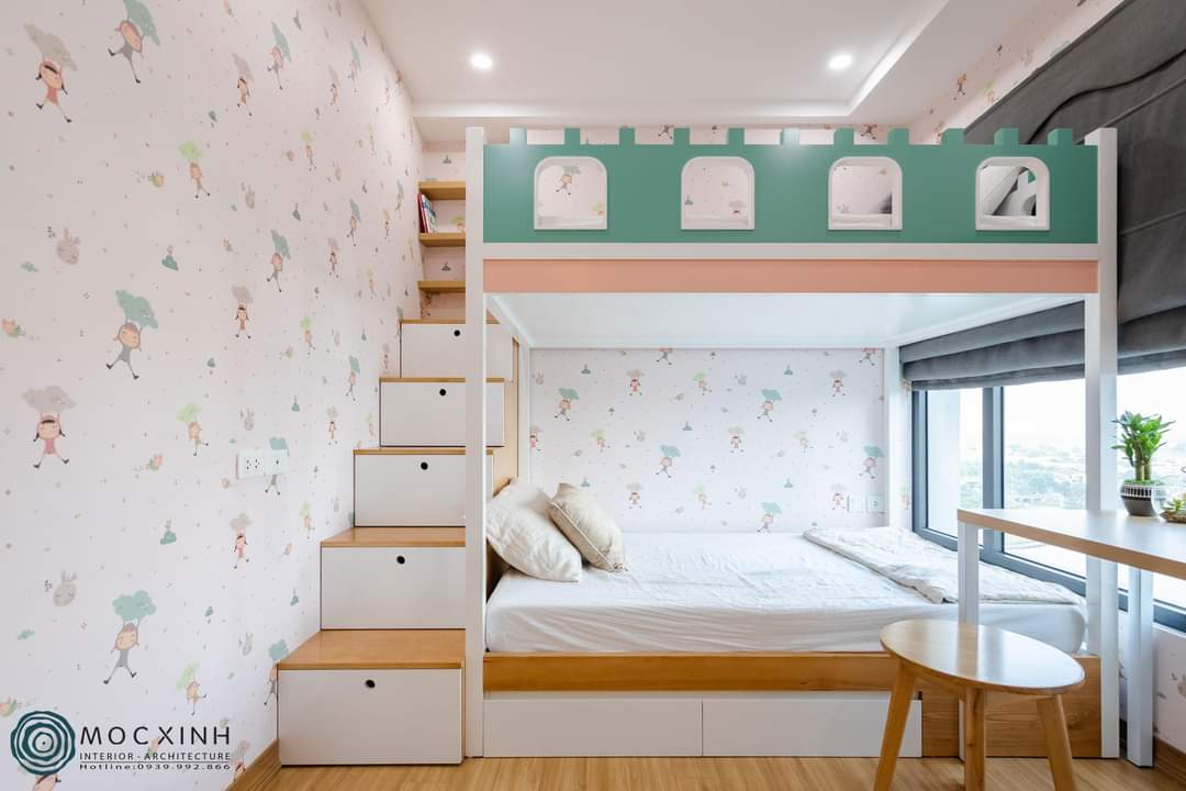 giường ngủ của con thiết kế nội thất căn hộ 63m